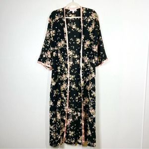 VINTAGE Oscar De La Renta Floral Robe Nightgown Lingerie Maxi Small